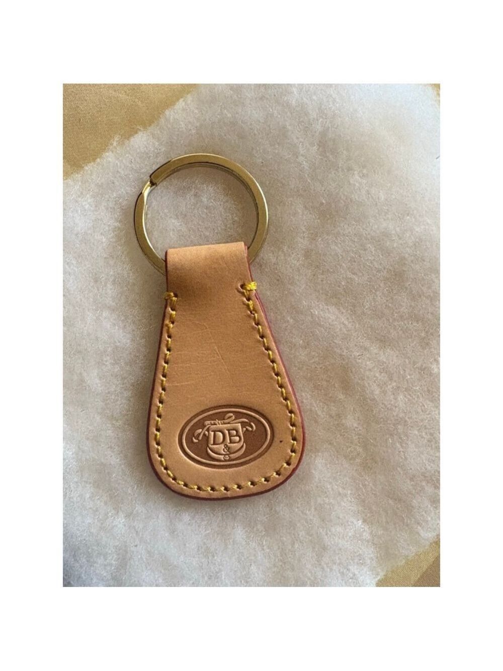 Dooney & Bourke Tan Red Leather Key Ring Holder One Size